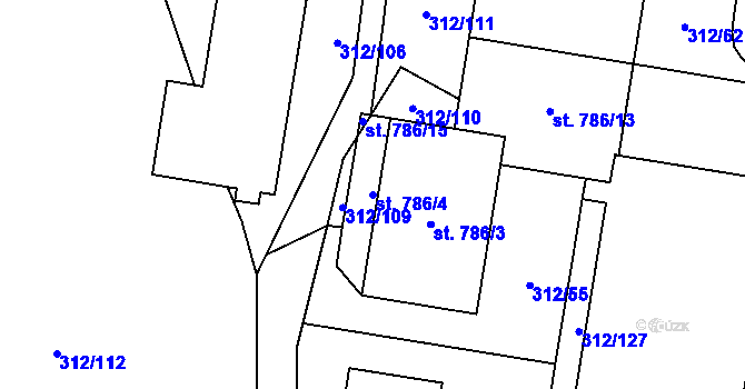 Parcela st. 786/4 v KÚ Vlachovo Březí, Katastrální mapa