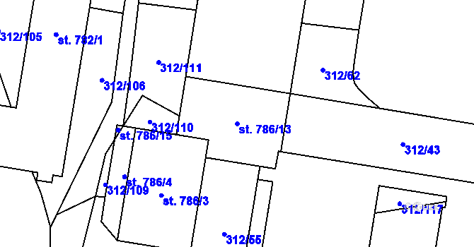 Parcela st. 786/13 v KÚ Vlachovo Březí, Katastrální mapa