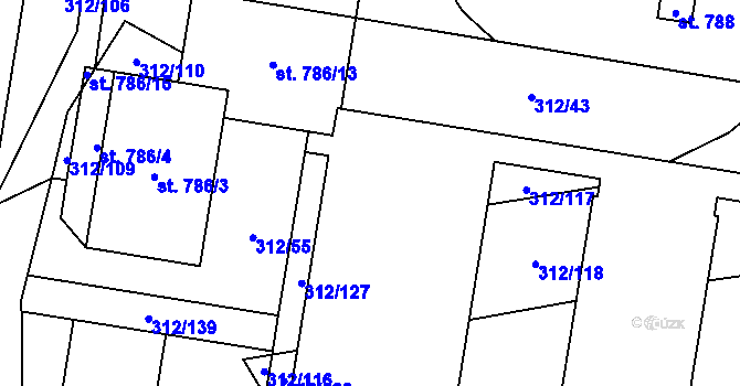 Parcela st. 786/22 v KÚ Vlachovo Březí, Katastrální mapa