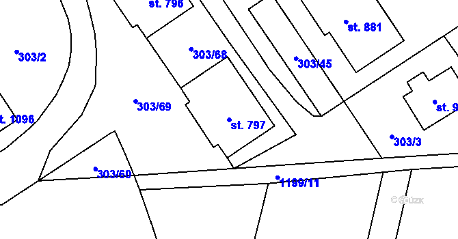 Parcela st. 797 v KÚ Vlachovo Březí, Katastrální mapa