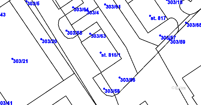 Parcela st. 815/1 v KÚ Vlachovo Březí, Katastrální mapa