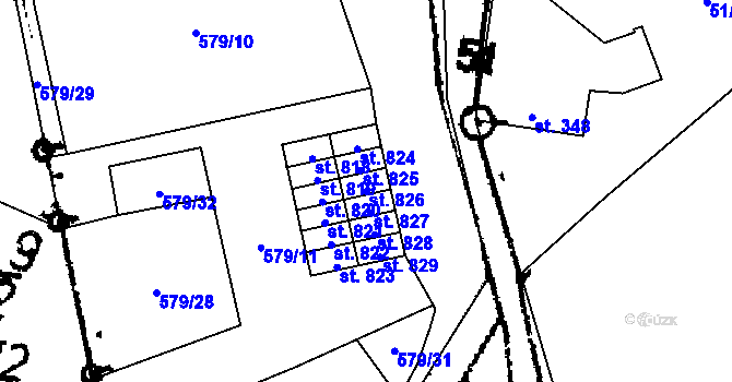 Parcela st. 826 v KÚ Vlachovo Březí, Katastrální mapa