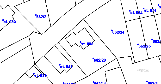 Parcela st. 895 v KÚ Vlachovo Březí, Katastrální mapa