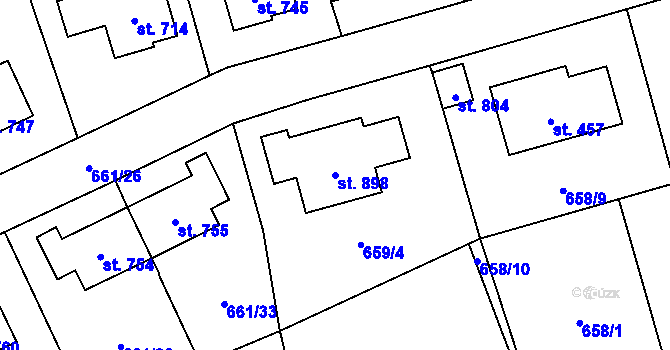 Parcela st. 898 v KÚ Vlachovo Březí, Katastrální mapa