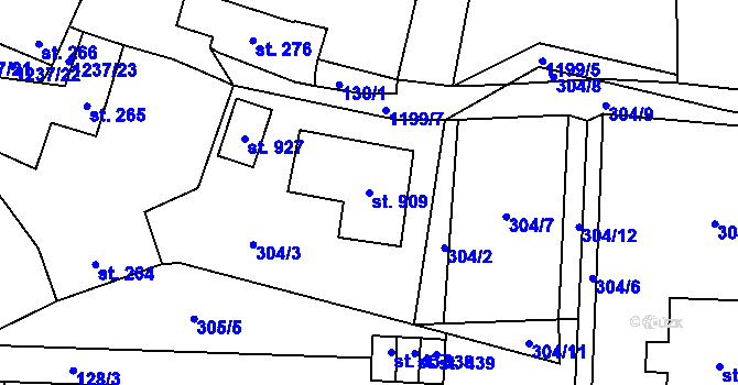 Parcela st. 909 v KÚ Vlachovo Březí, Katastrální mapa