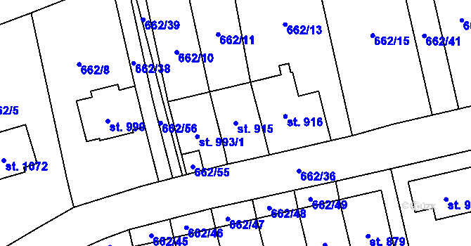 Parcela st. 915 v KÚ Vlachovo Březí, Katastrální mapa