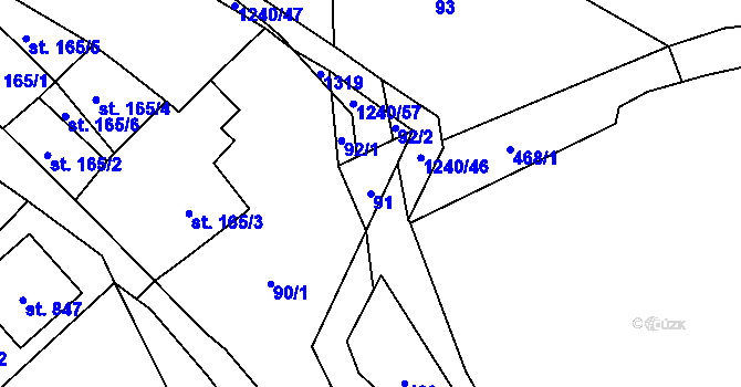 Parcela st. 91 v KÚ Vlachovo Březí, Katastrální mapa