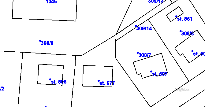 Parcela st. 308/15 v KÚ Vlachovo Březí, Katastrální mapa