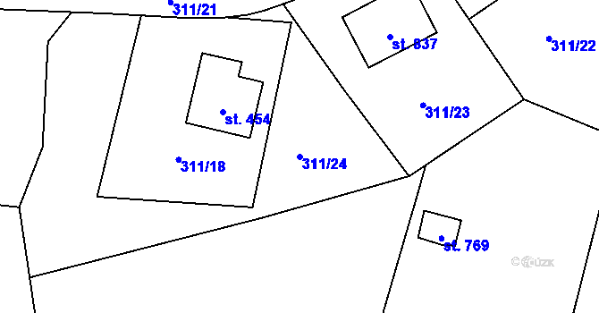 Parcela st. 311/24 v KÚ Vlachovo Březí, Katastrální mapa