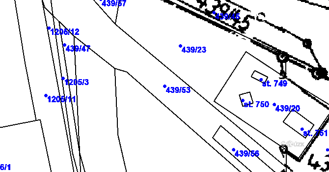 Parcela st. 439/53 v KÚ Vlachovo Březí, Katastrální mapa