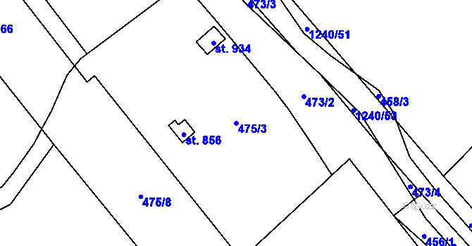 Parcela st. 475/3 v KÚ Vlachovo Březí, Katastrální mapa