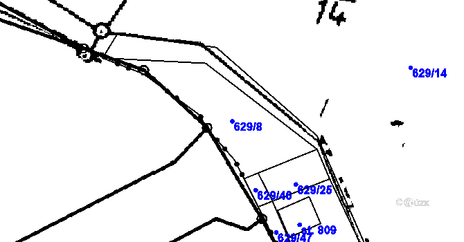Parcela st. 629/8 v KÚ Vlachovo Březí, Katastrální mapa