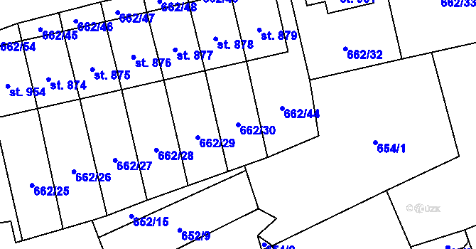Parcela st. 662/30 v KÚ Vlachovo Březí, Katastrální mapa