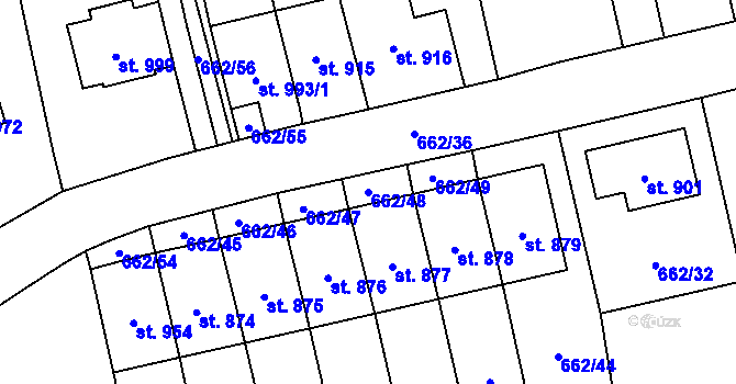 Parcela st. 662/48 v KÚ Vlachovo Březí, Katastrální mapa