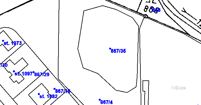 Parcela st. 867/4 v KÚ Vlachovo Březí, Katastrální mapa