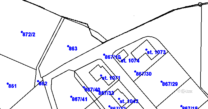 Parcela st. 867/10 v KÚ Vlachovo Březí, Katastrální mapa