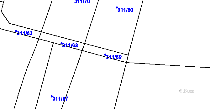 Parcela st. 311/69 v KÚ Vlachovo Březí, Katastrální mapa