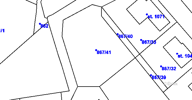 Parcela st. 867/41 v KÚ Vlachovo Březí, Katastrální mapa