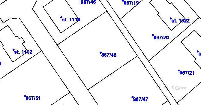 Parcela st. 867/46 v KÚ Vlachovo Březí, Katastrální mapa