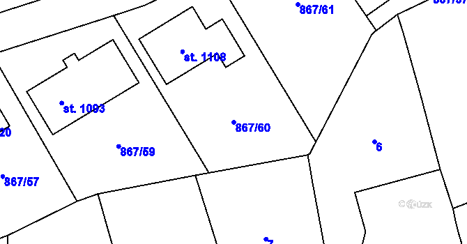 Parcela st. 867/60 v KÚ Vlachovo Březí, Katastrální mapa