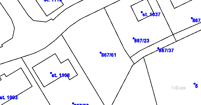 Parcela st. 867/61 v KÚ Vlachovo Březí, Katastrální mapa