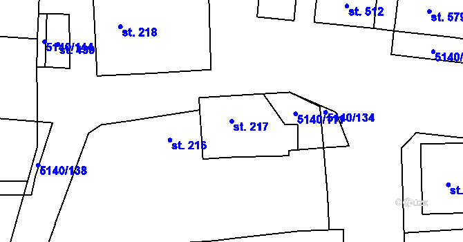 Parcela st. 217 v KÚ Vlasatice, Katastrální mapa