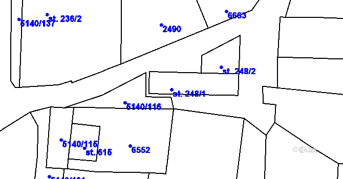 Parcela st. 248/1 v KÚ Vlasatice, Katastrální mapa