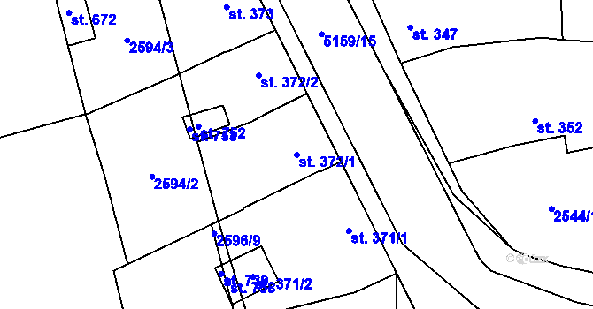 Parcela st. 372/1 v KÚ Vlasatice, Katastrální mapa