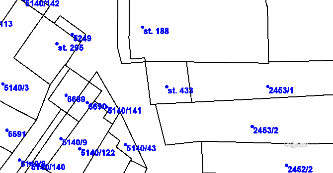 Parcela st. 433 v KÚ Vlasatice, Katastrální mapa