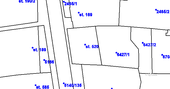 Parcela st. 520 v KÚ Vlasatice, Katastrální mapa