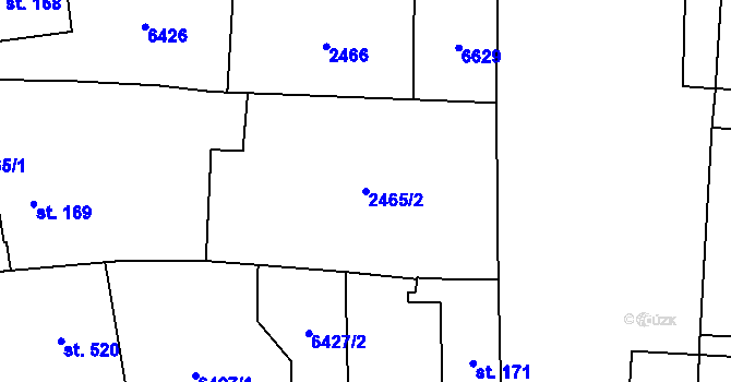 Parcela st. 2465/2 v KÚ Vlasatice, Katastrální mapa