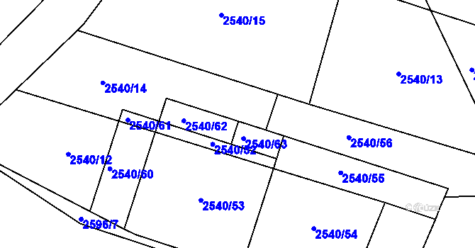 Parcela st. 2540/14 v KÚ Vlasatice, Katastrální mapa