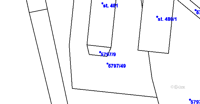 Parcela st. 5797/9 v KÚ Vlasatice, Katastrální mapa