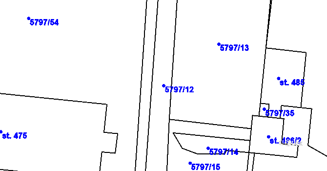Parcela st. 5797/12 v KÚ Vlasatice, Katastrální mapa