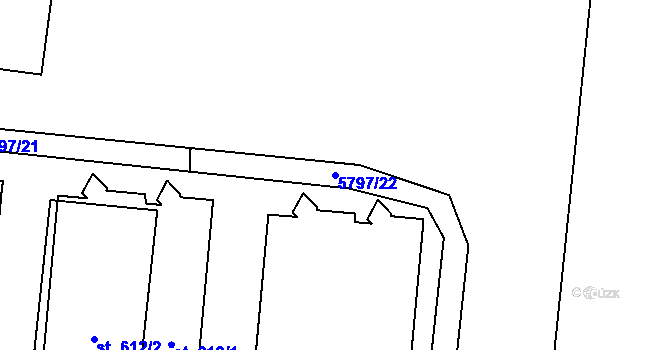 Parcela st. 5797/22 v KÚ Vlasatice, Katastrální mapa