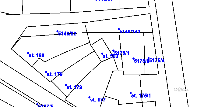 Parcela st. 583 v KÚ Vlasatice, Katastrální mapa