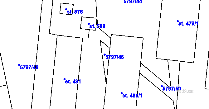 Parcela st. 5797/46 v KÚ Vlasatice, Katastrální mapa