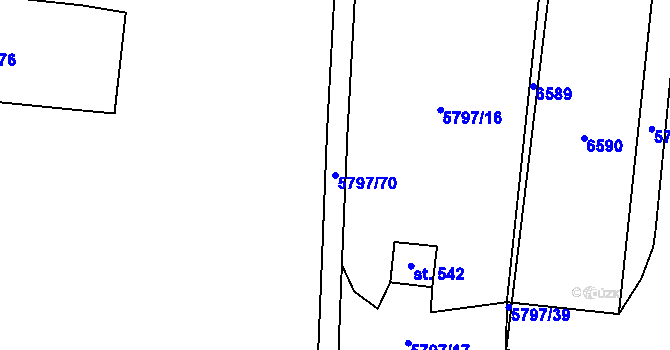 Parcela st. 5797/70 v KÚ Vlasatice, Katastrální mapa