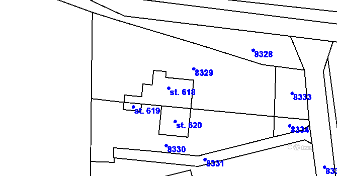 Parcela st. 618 v KÚ Vlasatice, Katastrální mapa