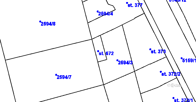 Parcela st. 672 v KÚ Vlasatice, Katastrální mapa
