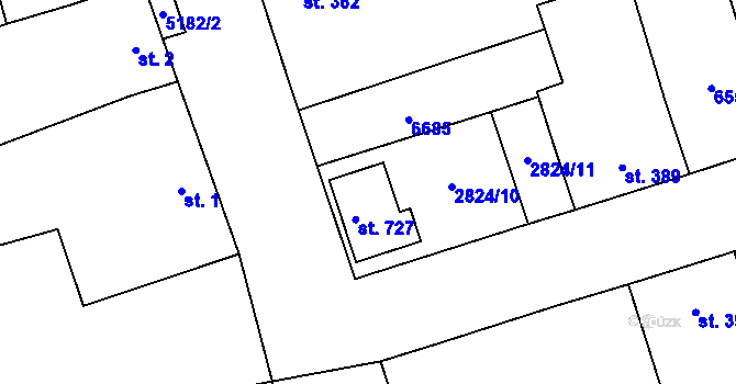 Parcela st. 6655 v KÚ Vlasatice, Katastrální mapa