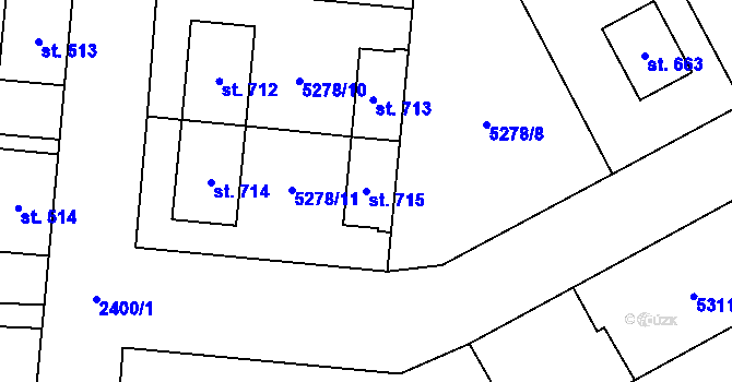 Parcela st. 715 v KÚ Vlasatice, Katastrální mapa
