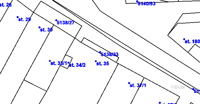 Parcela st. 5138/33 v KÚ Vlasatice, Katastrální mapa