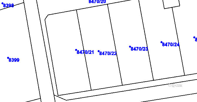 Parcela st. 8470/22 v KÚ Vlasatice, Katastrální mapa