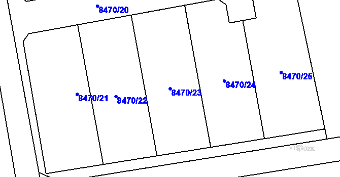 Parcela st. 8470/23 v KÚ Vlasatice, Katastrální mapa