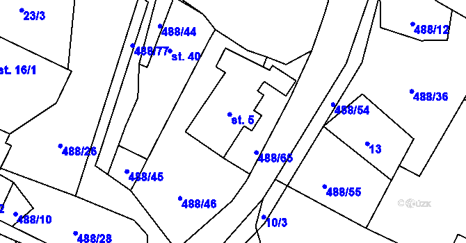 Parcela st. 5 v KÚ Vlasenice u Kamenice nad Lipou, Katastrální mapa