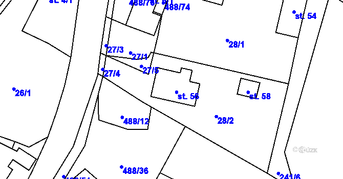 Parcela st. 56 v KÚ Vlasenice u Kamenice nad Lipou, Katastrální mapa
