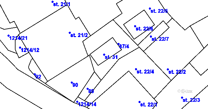 Parcela st. 31 v KÚ Vlásenice u Pelhřimova, Katastrální mapa