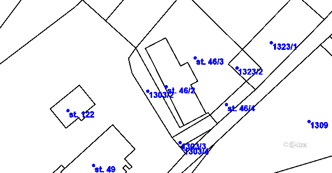 Parcela st. 46/2 v KÚ Vlásenice u Pelhřimova, Katastrální mapa