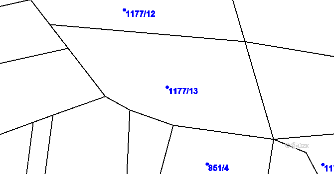 Parcela st. 1177/13 v KÚ Vlásenice u Pelhřimova, Katastrální mapa